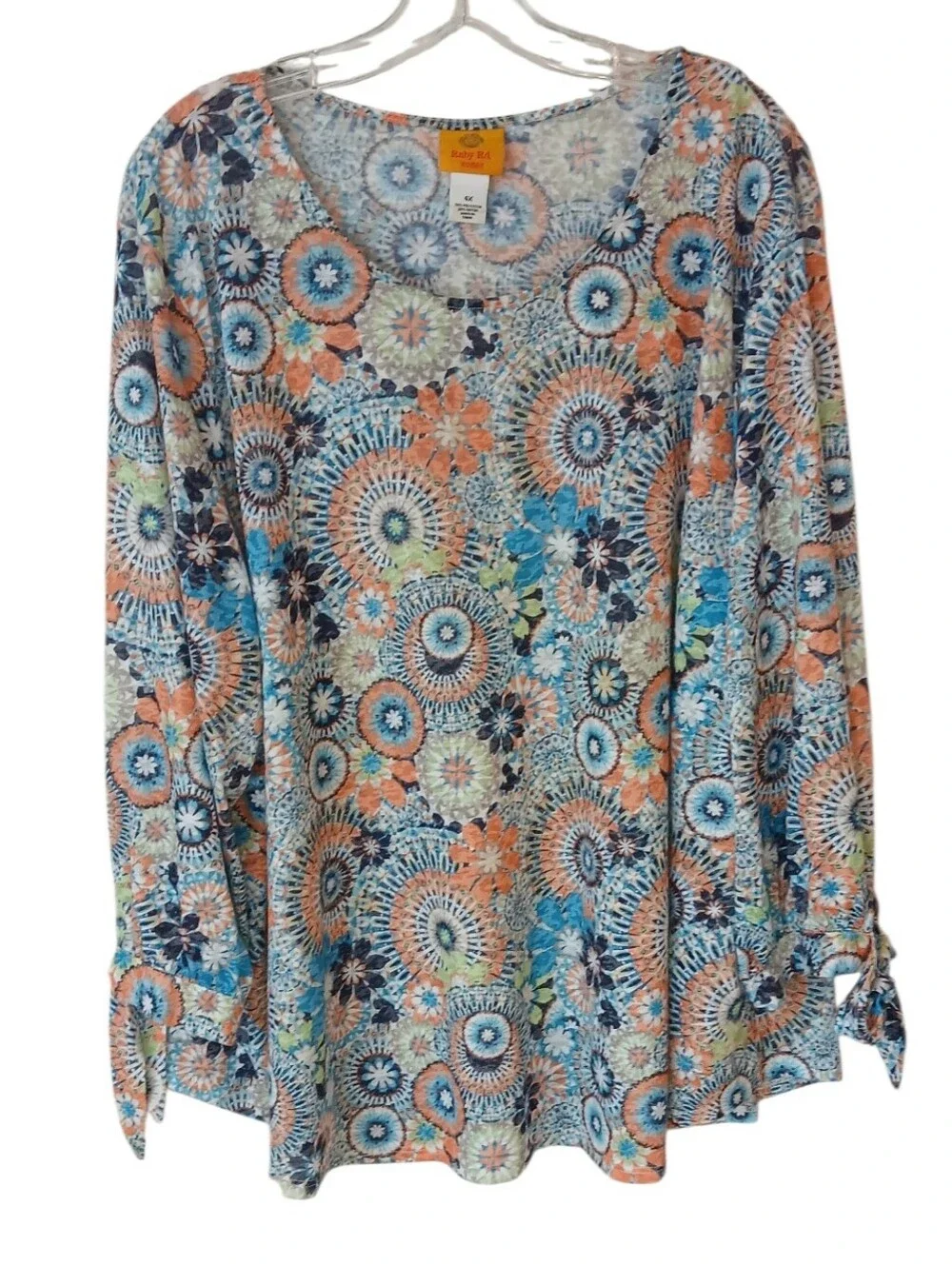 Ruby Rd. Multi-Color Floral Tie-Sleeve Blouse - Picture 2 of 5